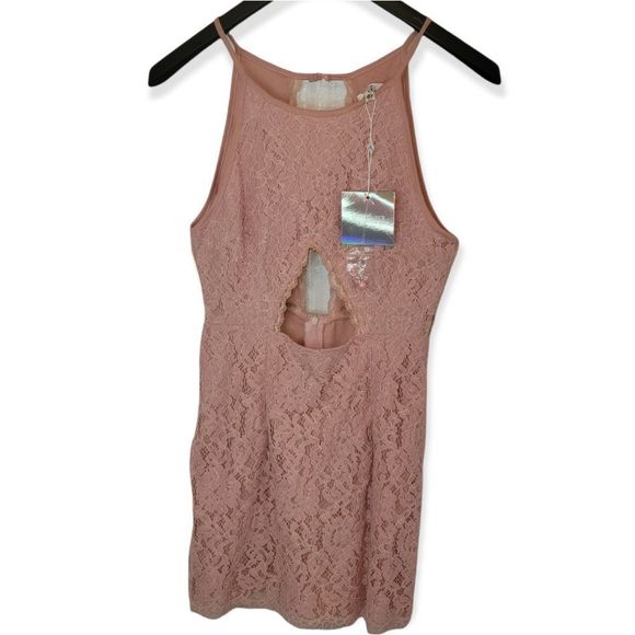 Missguided Dresses & Skirts - Missguided Petite Cut Out Lace Body Con Dress Pink Size 4